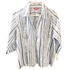 Le Grenier Striped Button Front Blouse Shirt Size XL